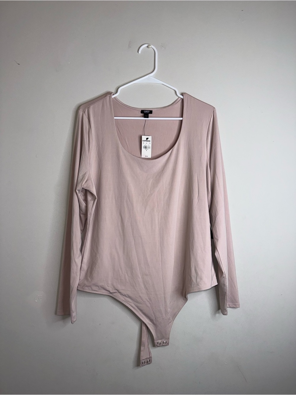 Express Long-Sleeve Scoop Neck Bodysuit - Blush